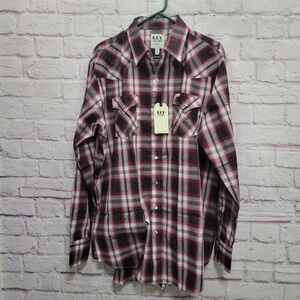 NEW Ely Cattleman Plaid Western Shirt XL Tall Pearl Snap Cowboy Rodeo Workwear